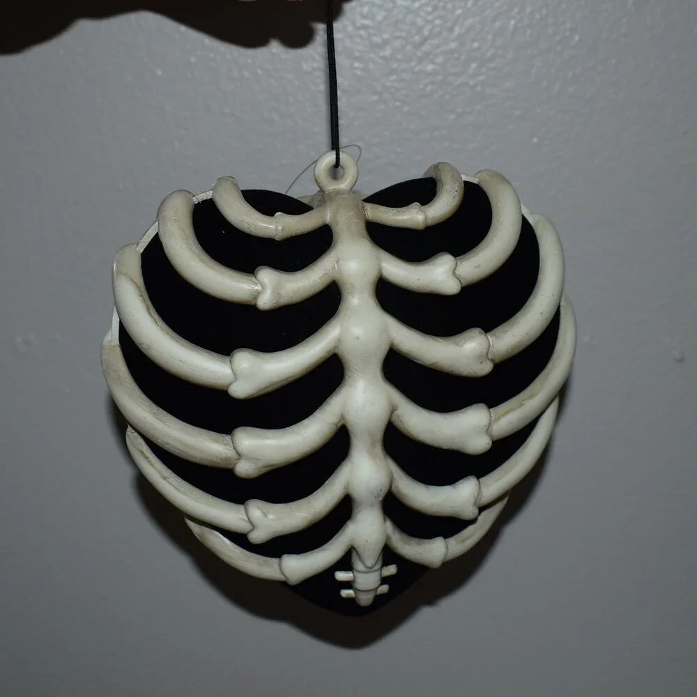 Gothic Black Velvet Skelton Bone Ribcage Heart 6